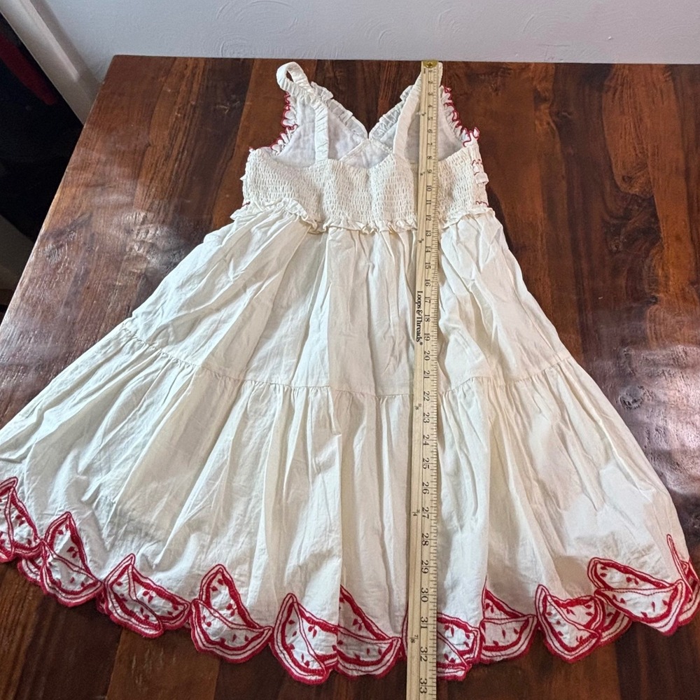 Zara Kids Girls White Red Watermelon Embroidered Smocked Tiered Dress 13-14Y NWT - Picture 7 of 8